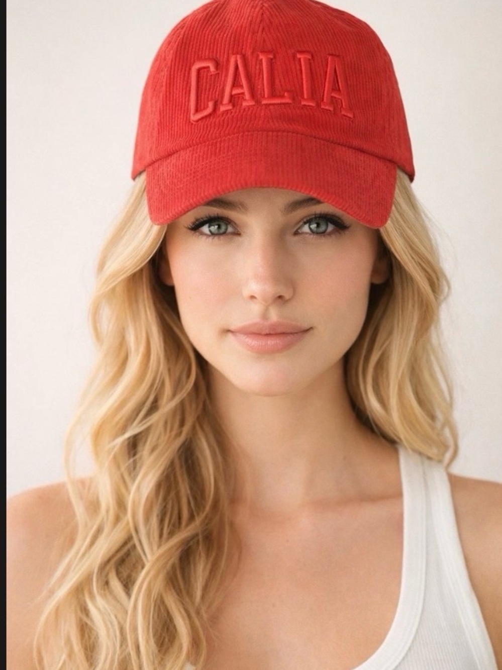 CALIA by Carrie Underwood Fresh Red Corduroy Baseball Cap